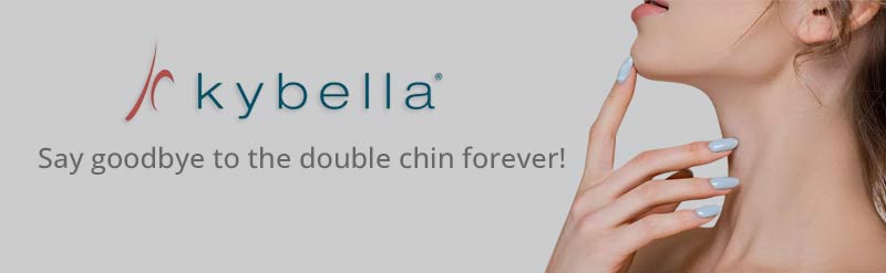 Kybella banner - say goodbye to the double chin forever.